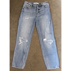 Hidden Jeans Womens 26 Blue Denim Zoey Mom Distressed Light Wash Ladies Pants